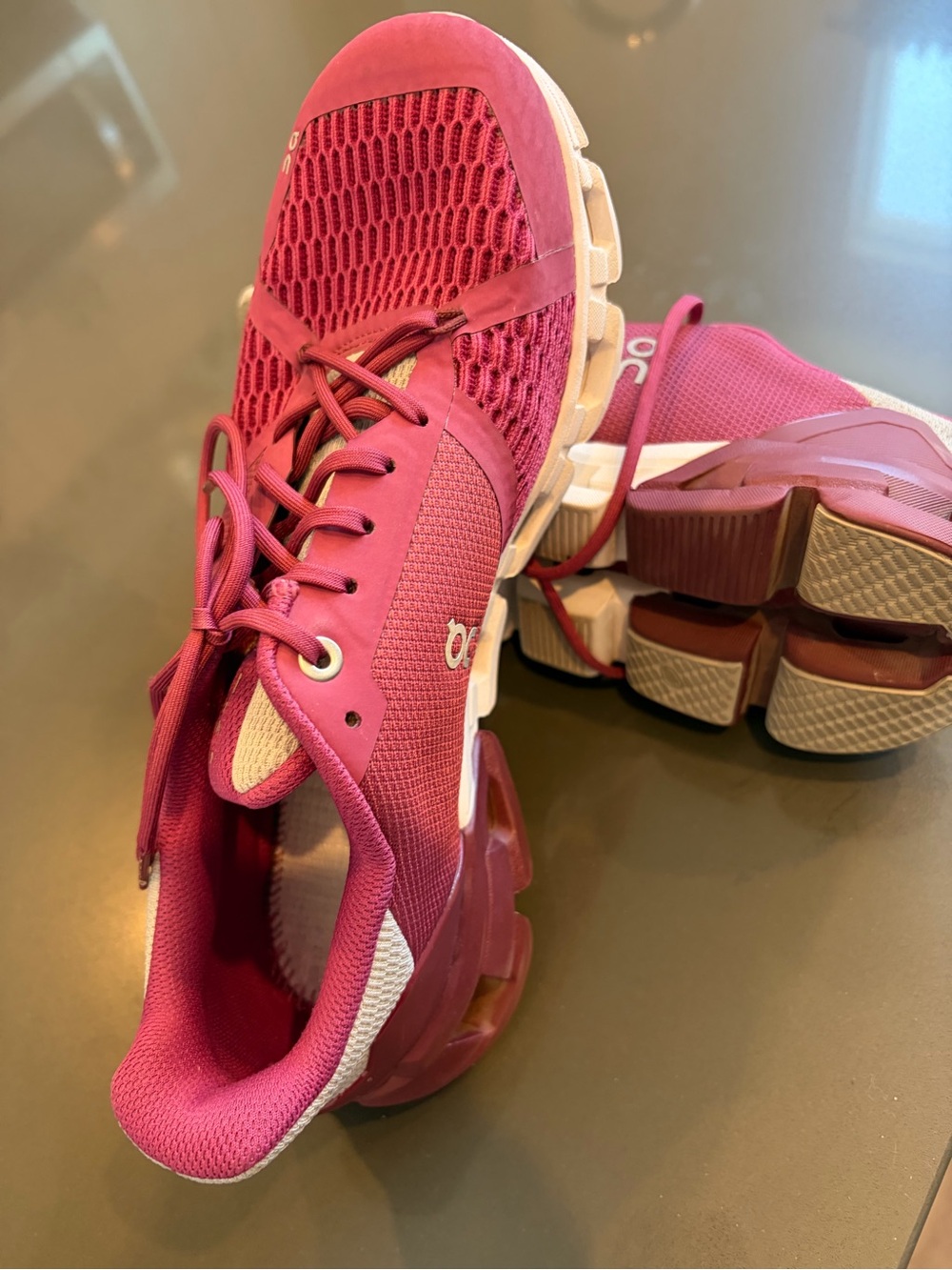 On Running Women's Pink Mesh Cloud Sneakers